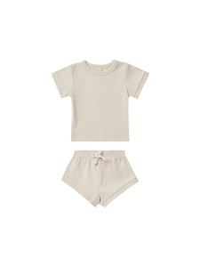 Quincy Mae Ribbed Shortie Set- Natural