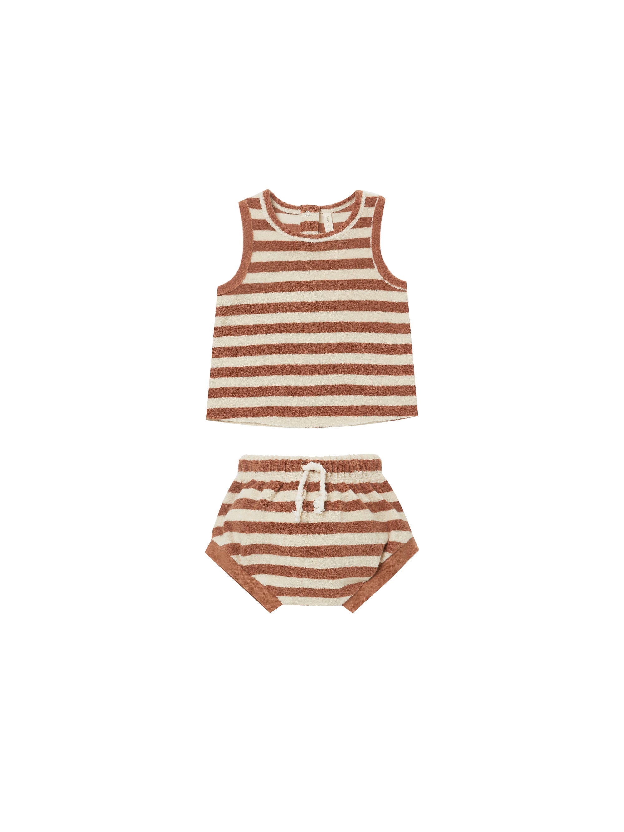 Quincy Mae Terry Tank + Short Set - Amber Stripe