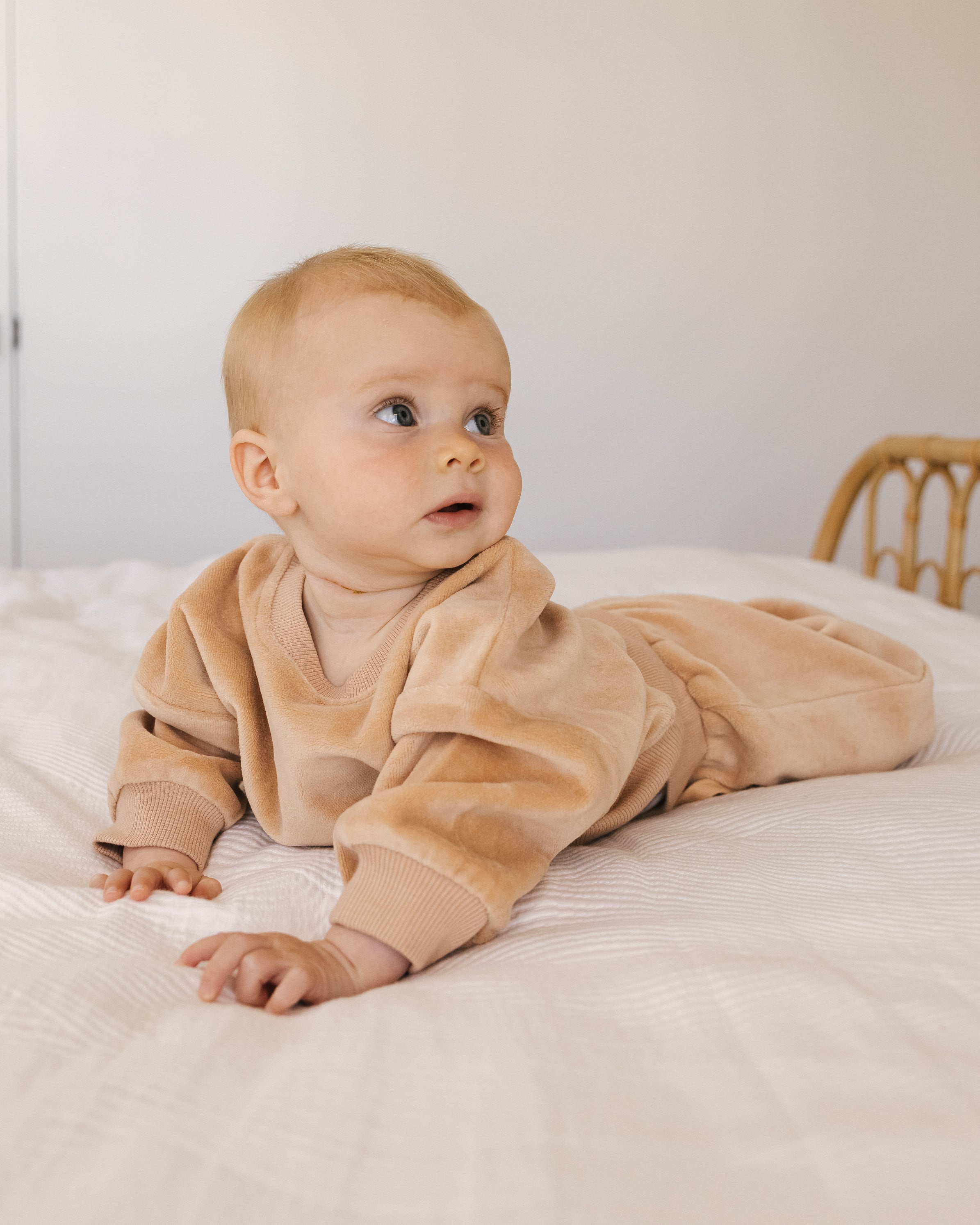 Quincy Mae Velour Relaxed Sweatpant - Blush