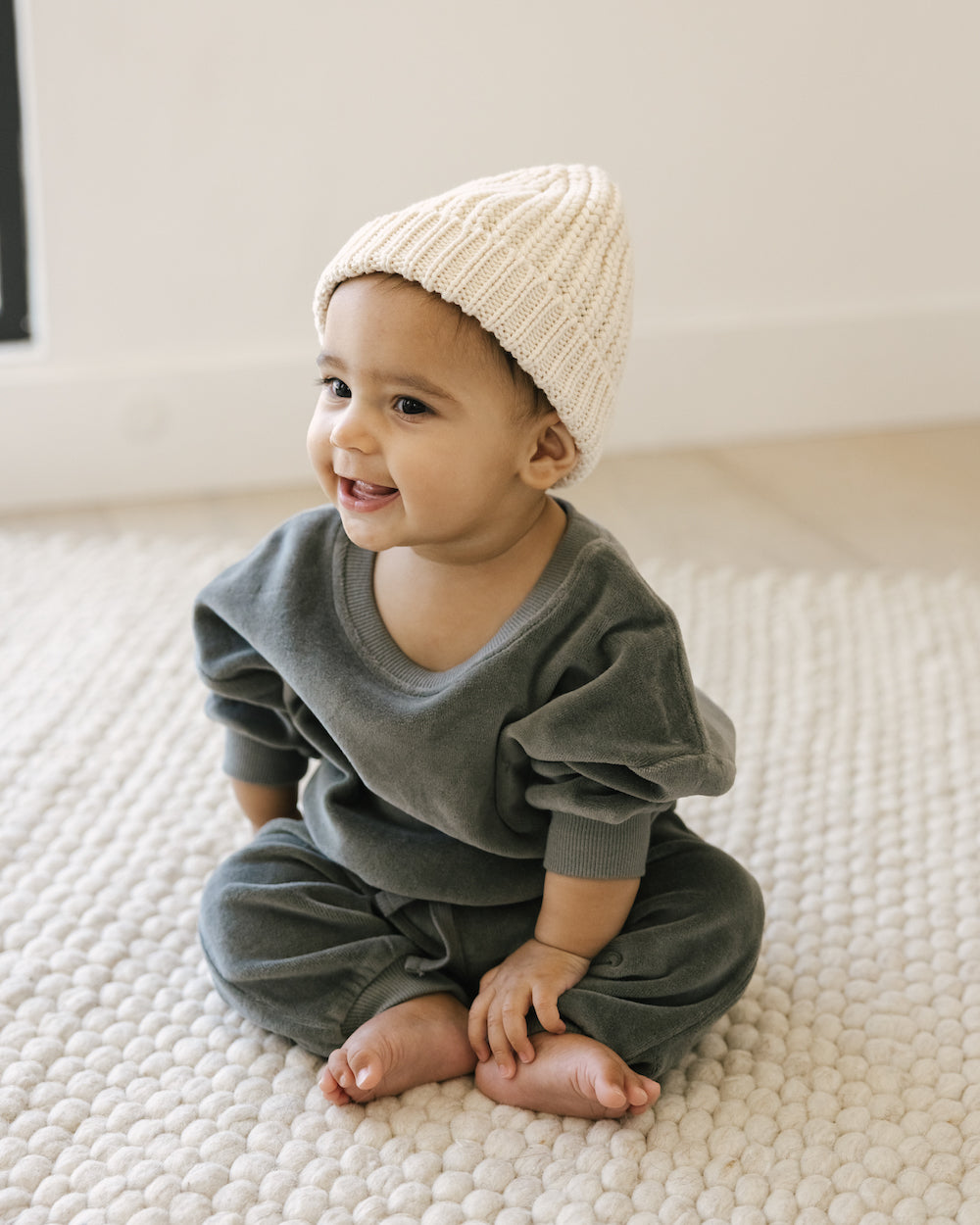 Quincy Mae Velour Relaxed Sweatpant - Dusk