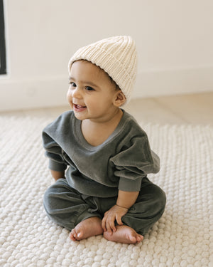 Quincy Mae Velour Relaxed Sweatpant - Dusk