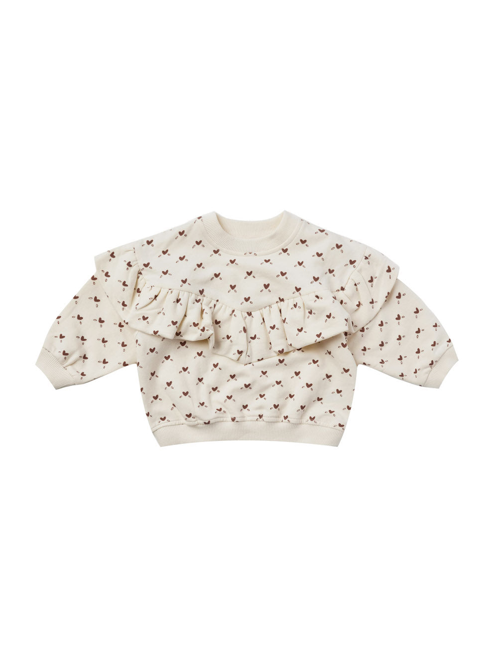 Quincy Mae Ruffle Fleece Sweatshirt - Hearts
