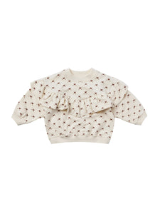 Quincy Mae Ruffle Fleece Sweatshirt - Hearts