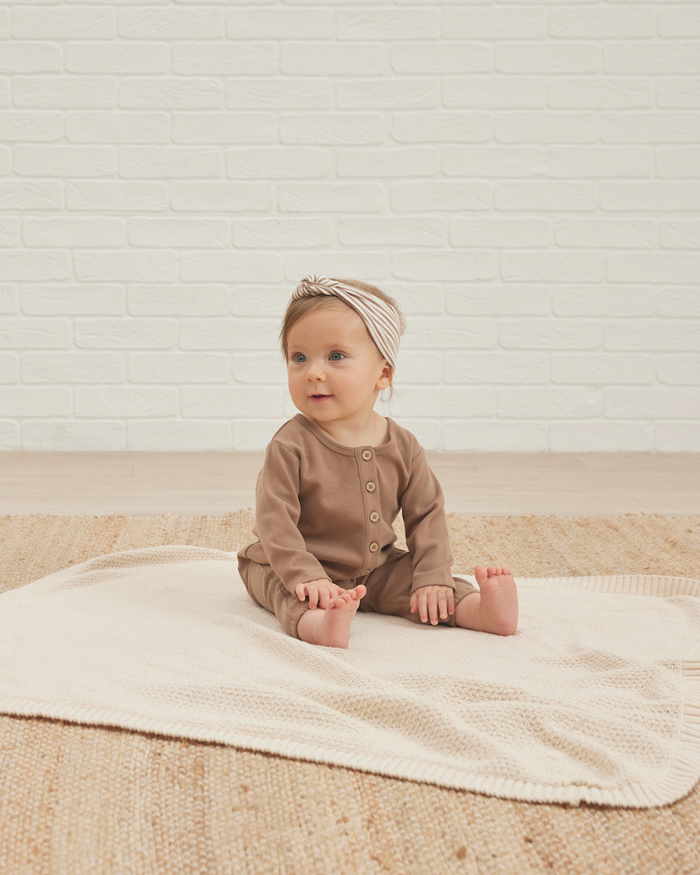 Quincy Mae Knotted Headband - Cocoa Stripe