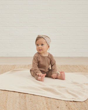 Quincy Mae Knotted Headband - Cocoa Stripe