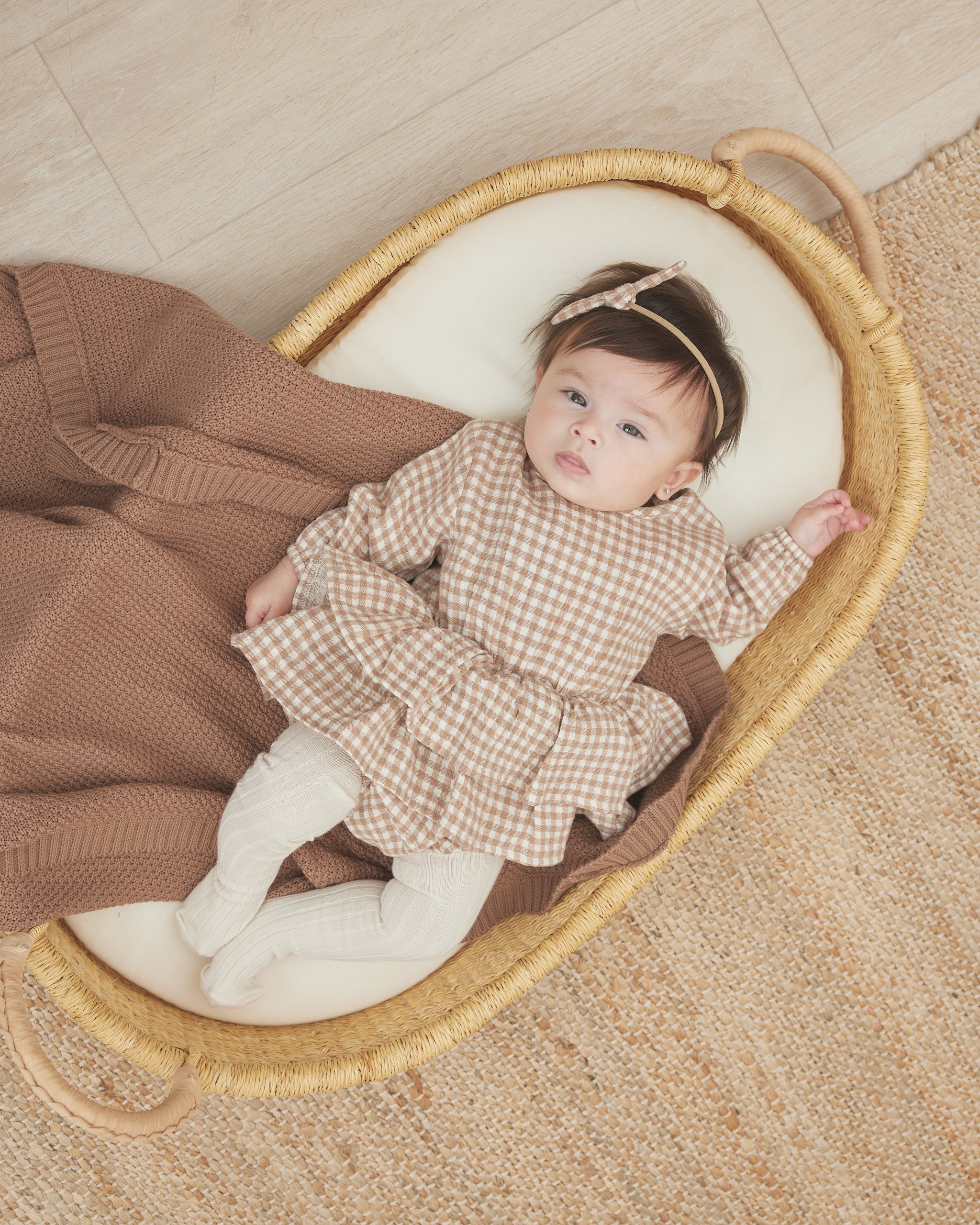 Quincy Mae Rosie Romper - Cocoa Gingham