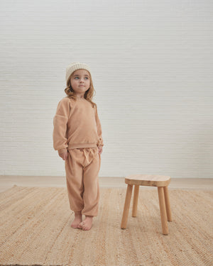 Quincy Mae Velour Relaxed Sweatpant - Blush