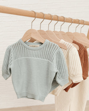 Quincy Mae Pointelle Knit Set - Sky