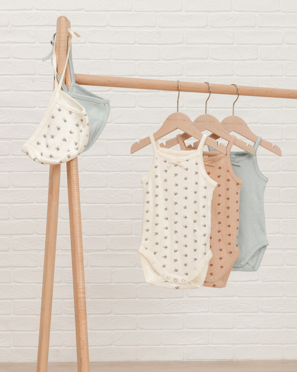 Quincy Mae Pointelle Tank Bodysuit - Indigo Ditsy