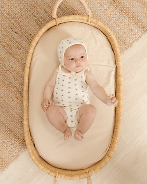Quincy Mae Pointelle Baby Bonnet -  Indigo Ditsy
