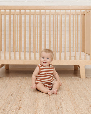 Quincy Mae Terry Tank + Short Set - Amber Stripe
