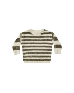 Rylee + Cru Chenille Sweater - Olive Stripe