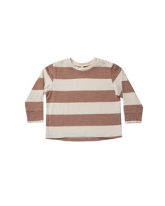 Rylee + Cru Long Sleeve Skater Tee - Mocha Stripe