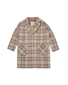 Rylee + Cru Longline Coat - Grey Plaid