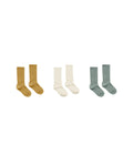 Rylee + Cru Ribbed Socks - Gold, Ivory, Aqua