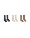 Rylee + Cru Ribbed Socks 3 Pack - Mocha, Natural, Black