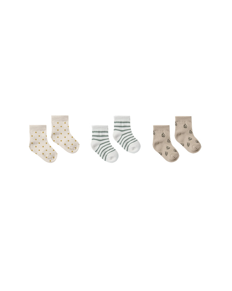 Rylee + Cru Printed Socks - Stripe, Boat, Suns