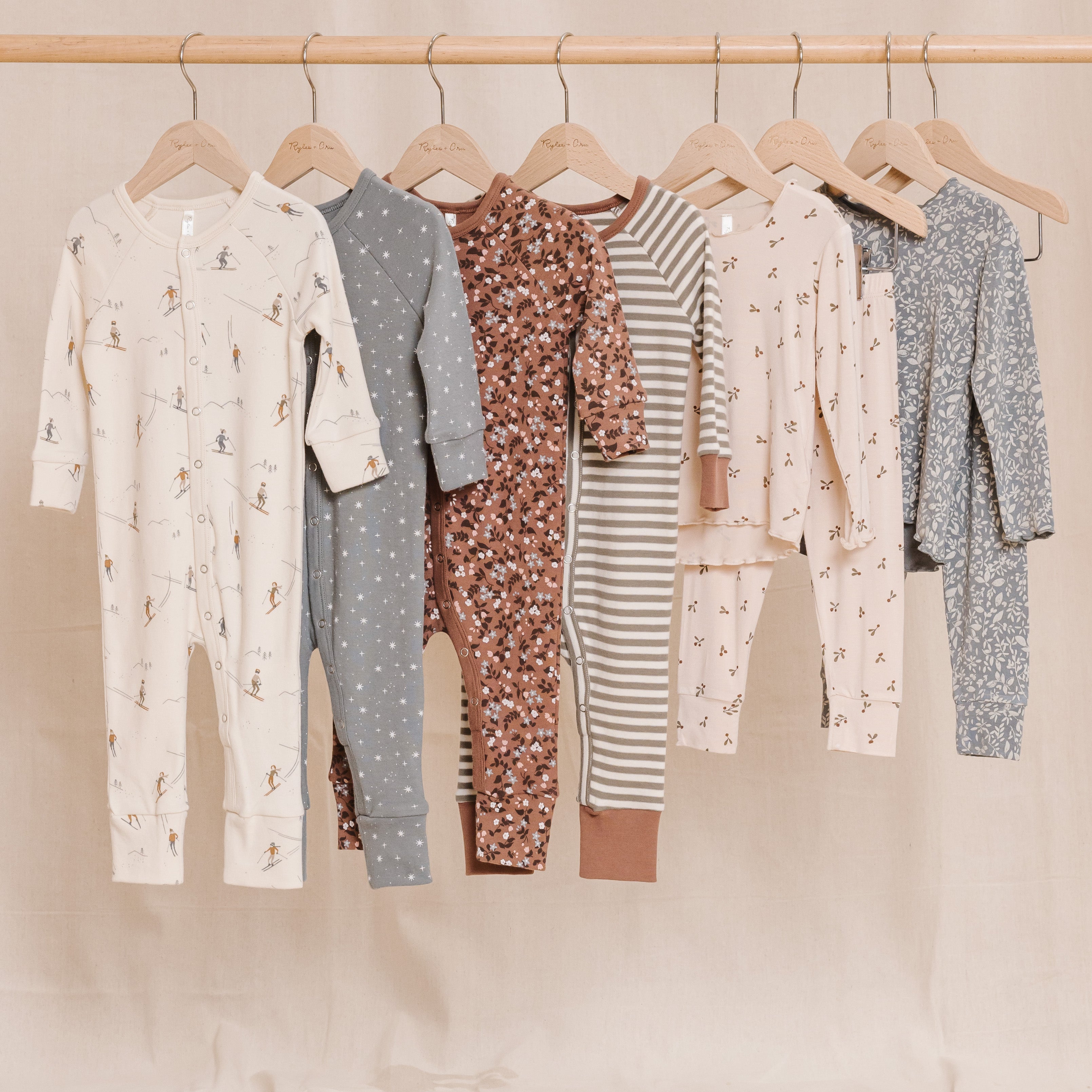 Rylee + Cru Organic Long John Pajamas - Winter Garden