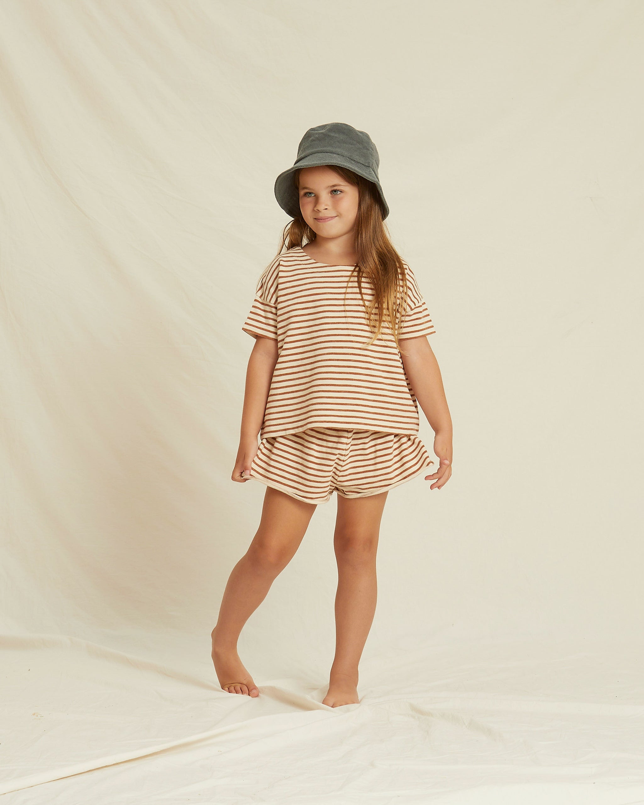Rylee + Cru Slub Knit Set - Rust Stripe