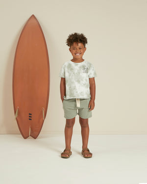 Rylee + Cru Raw Edge Tee - Aqua Tie Dye