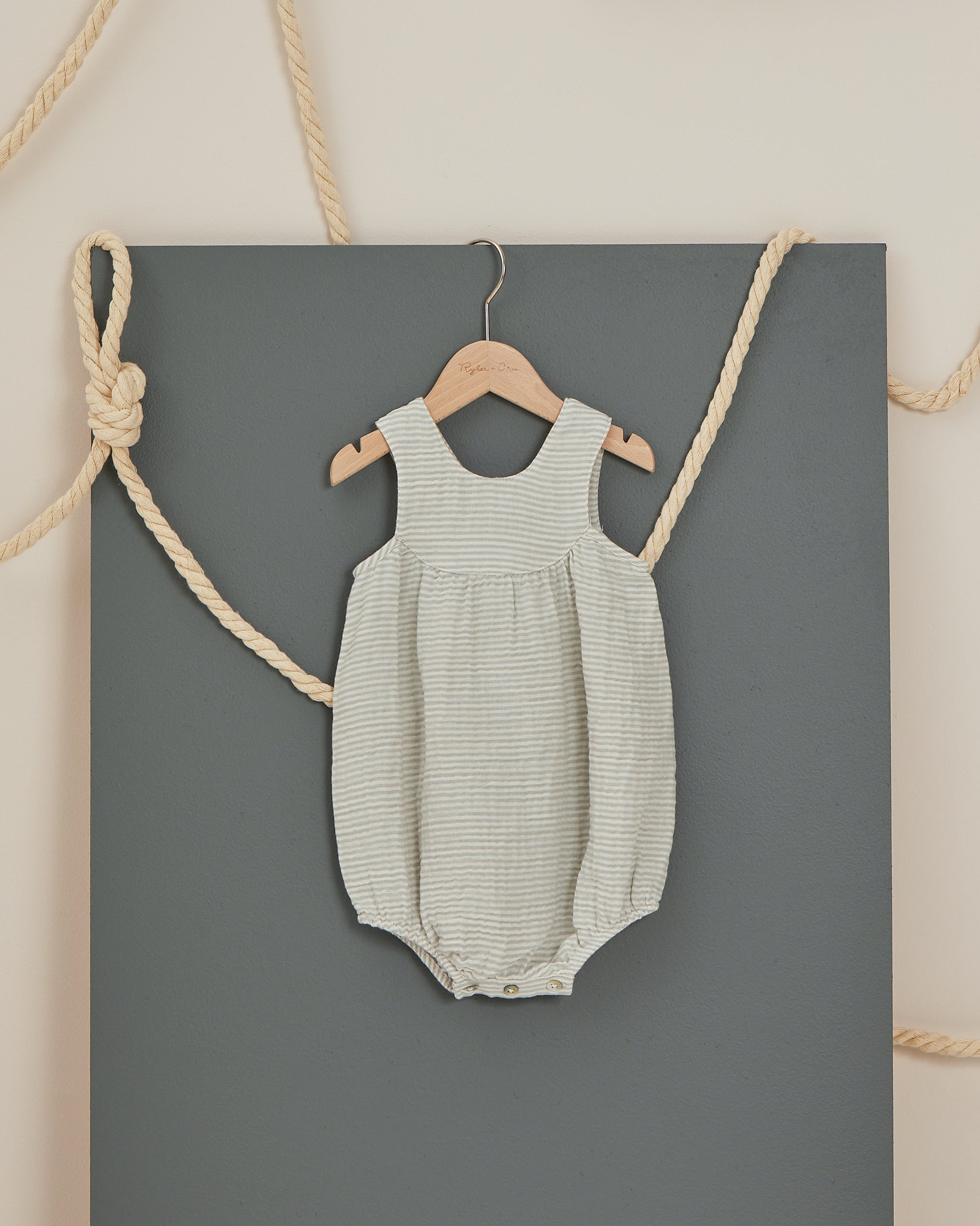 Rylee + Cru June Romper - Blue Micro Stripe