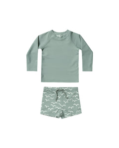 Rylee + Cru Rashguard Boys Set - Aqua