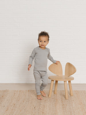 Quincy Mae Ribbed Lap Tee - Dusty Blue