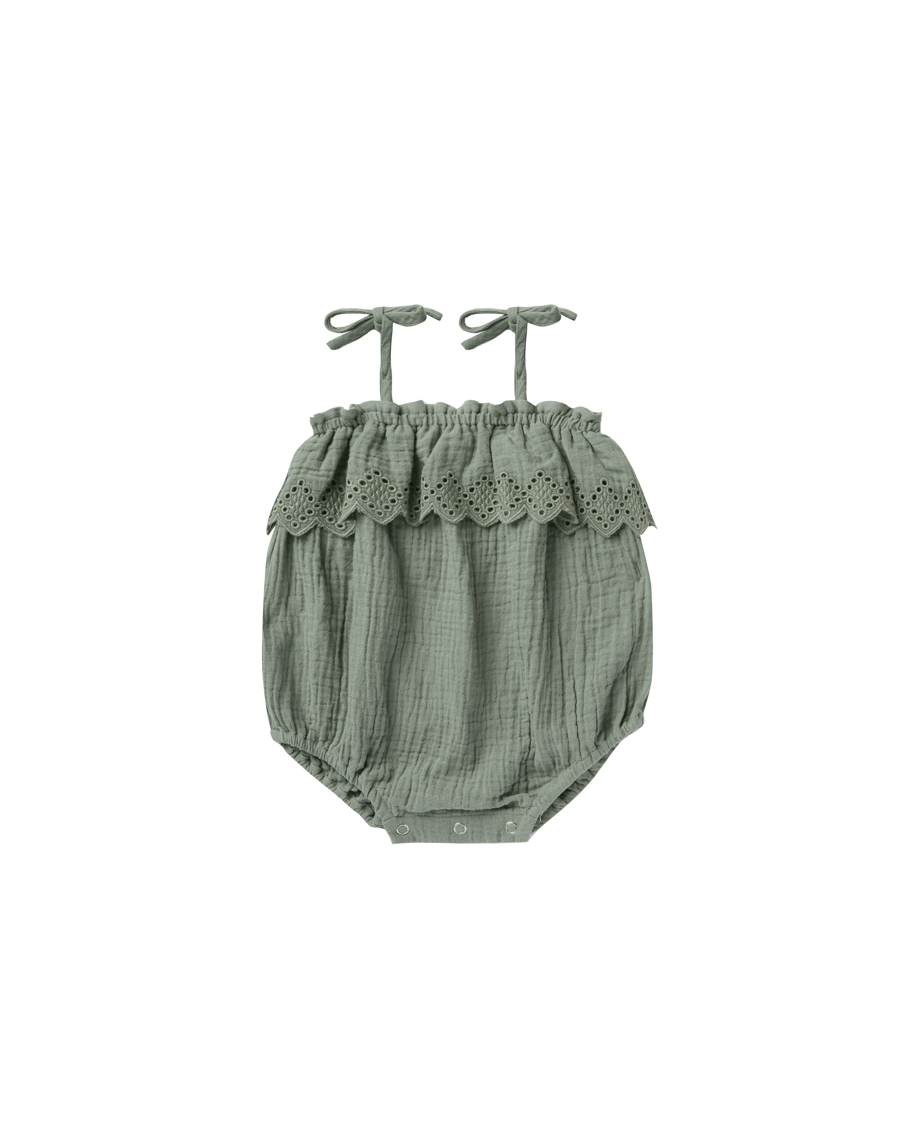 Rylee + Cru Ruffle Romper - Aqua