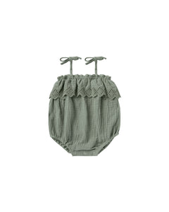 Rylee + Cru Ruffle Romper - Aqua
