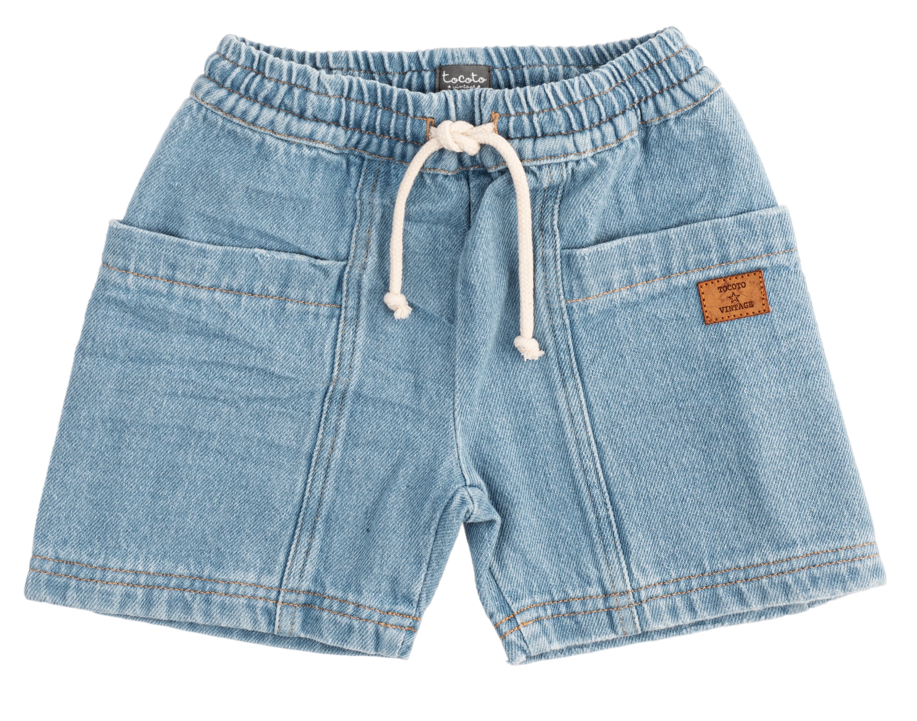 Tocoto Vintage Blue Jean Shorts - Blue