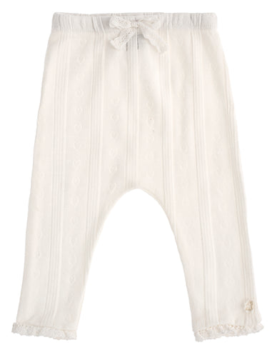 Tocoto Vintage Organic Cotton Pointelle Leggings - Off-White