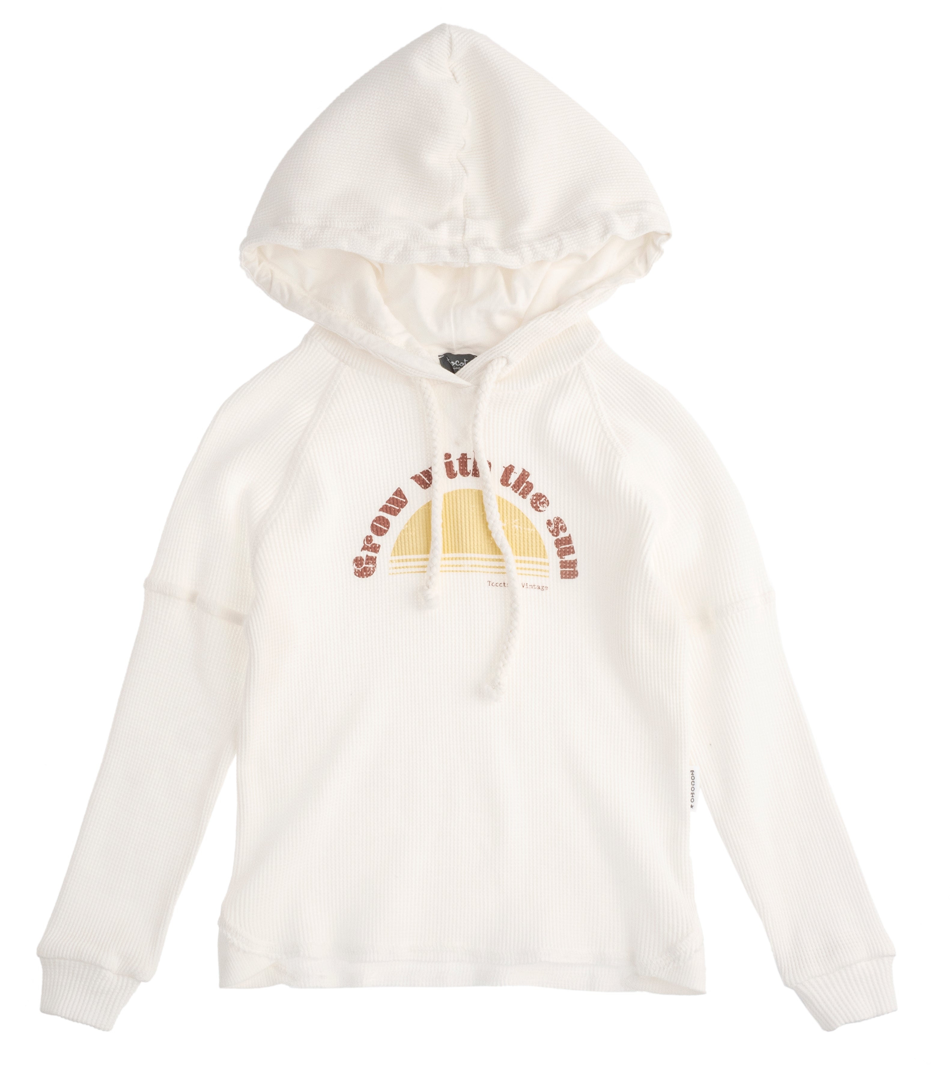 Tocoto Vintage Organic Cotton Waffled Kid Hoodie - Off White