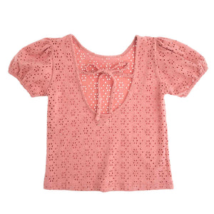 Tocoto Vintage Pointelle Girl T-Shirt - Dark Pink