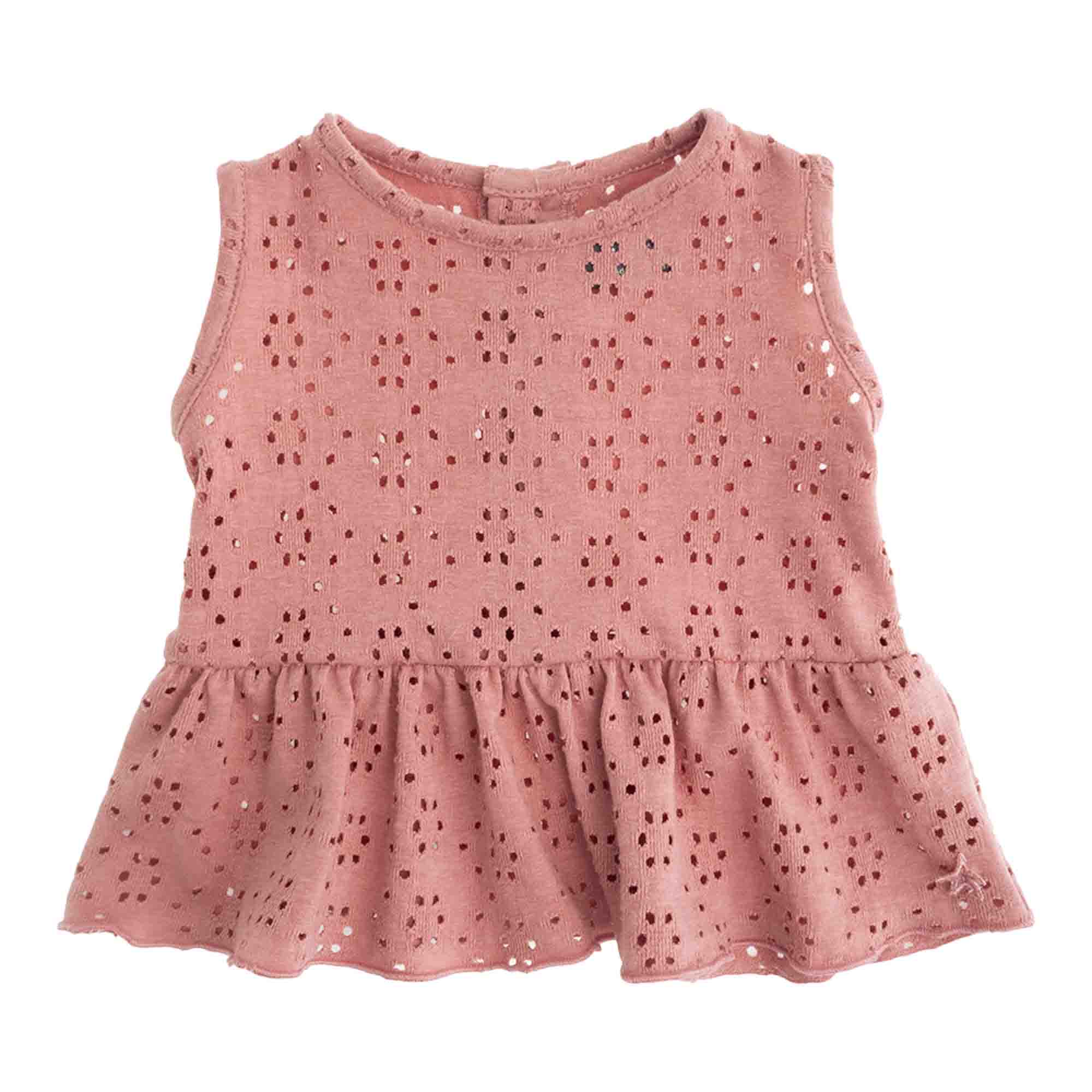 Tocoto Vintage Pointelle Flounce  Baby T-Shirt - Dark Pink
