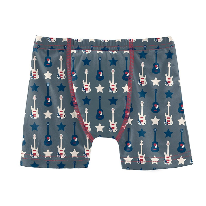 Kickee Pants Print Boxer Brief - Slate Guitars and Stars