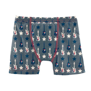 Kickee Pants Print Boxer Brief - Slate Guitars and Stars