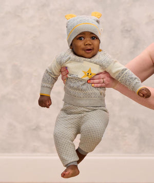 Bonnie Mob Sheil Jacquard Baby Sweater - Grey