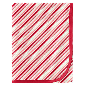 Kickee Pants Print Swaddling Blanket - Strawberry Candy Cane Stripe