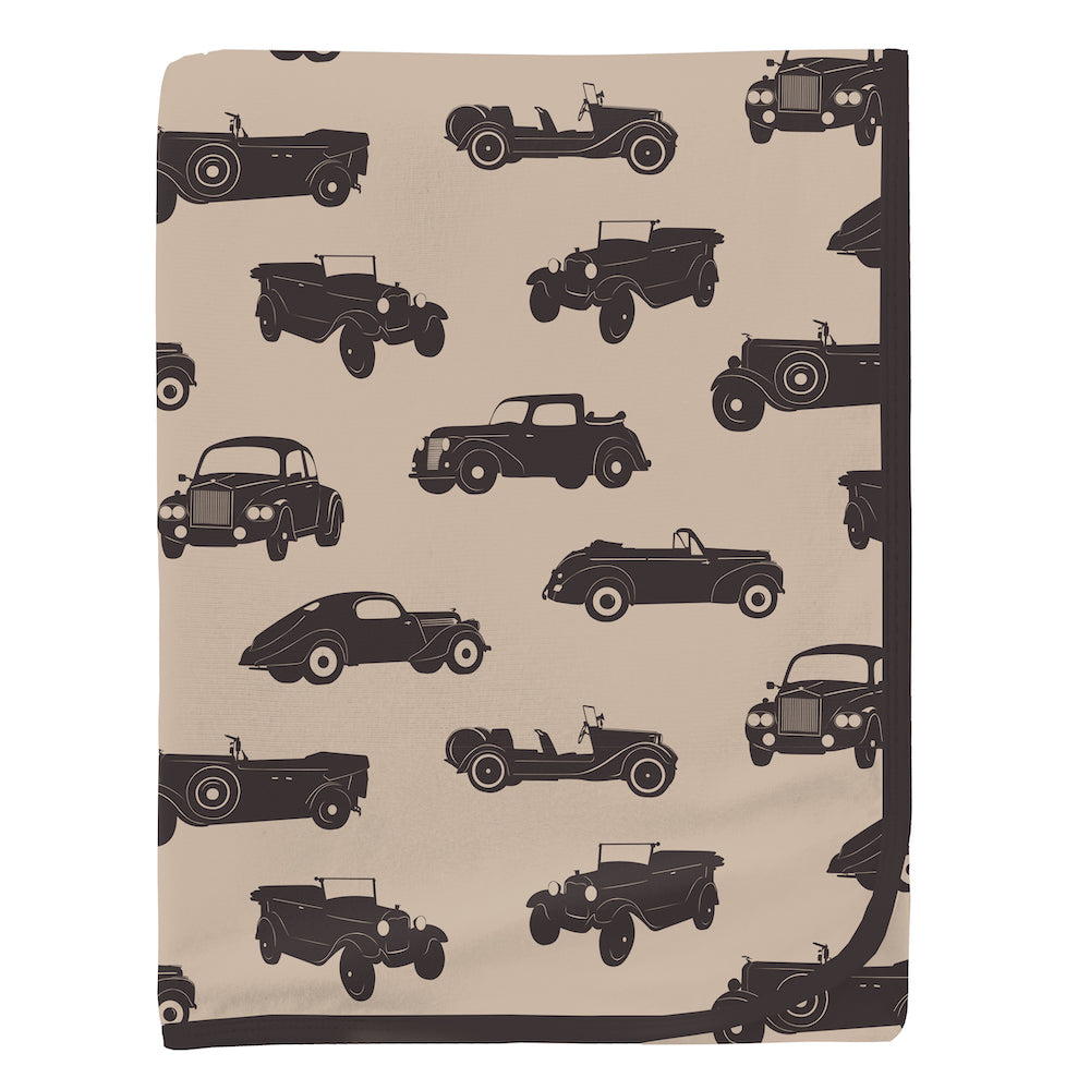 Kickee Pants Print Swaddling Blanket - Burlap Vintage Cars