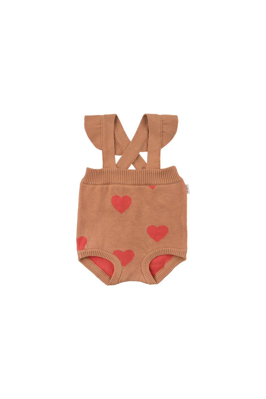 Tiny Cottons Hearts Baby Frills Bloomer - Tan/Red