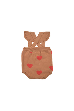 Tiny Cottons Hearts Baby Frills Bloomer - Tan/Red
