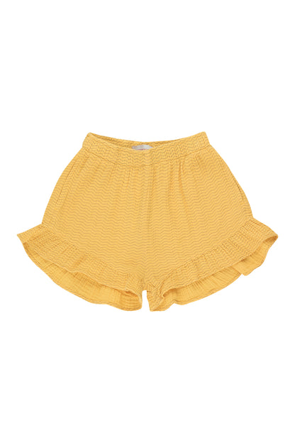 Tiny Cottons Waves Frill Short - Yellow/Iris Blue