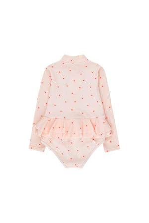 Tiny Cottons Starfish Frills Longsleeve One Piece - Pastel Pink/Red