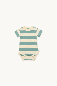 Tiny Cottons Medium Stripes Body - Pastel Yellow/Light Teal