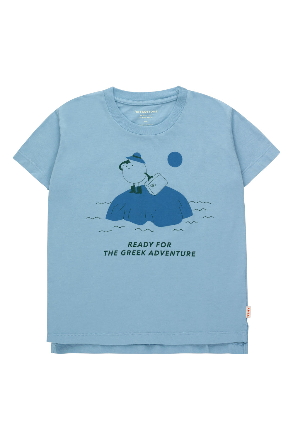 Tiny Cottons A Greek Adventure Tee - Washed Blue/Night Blue