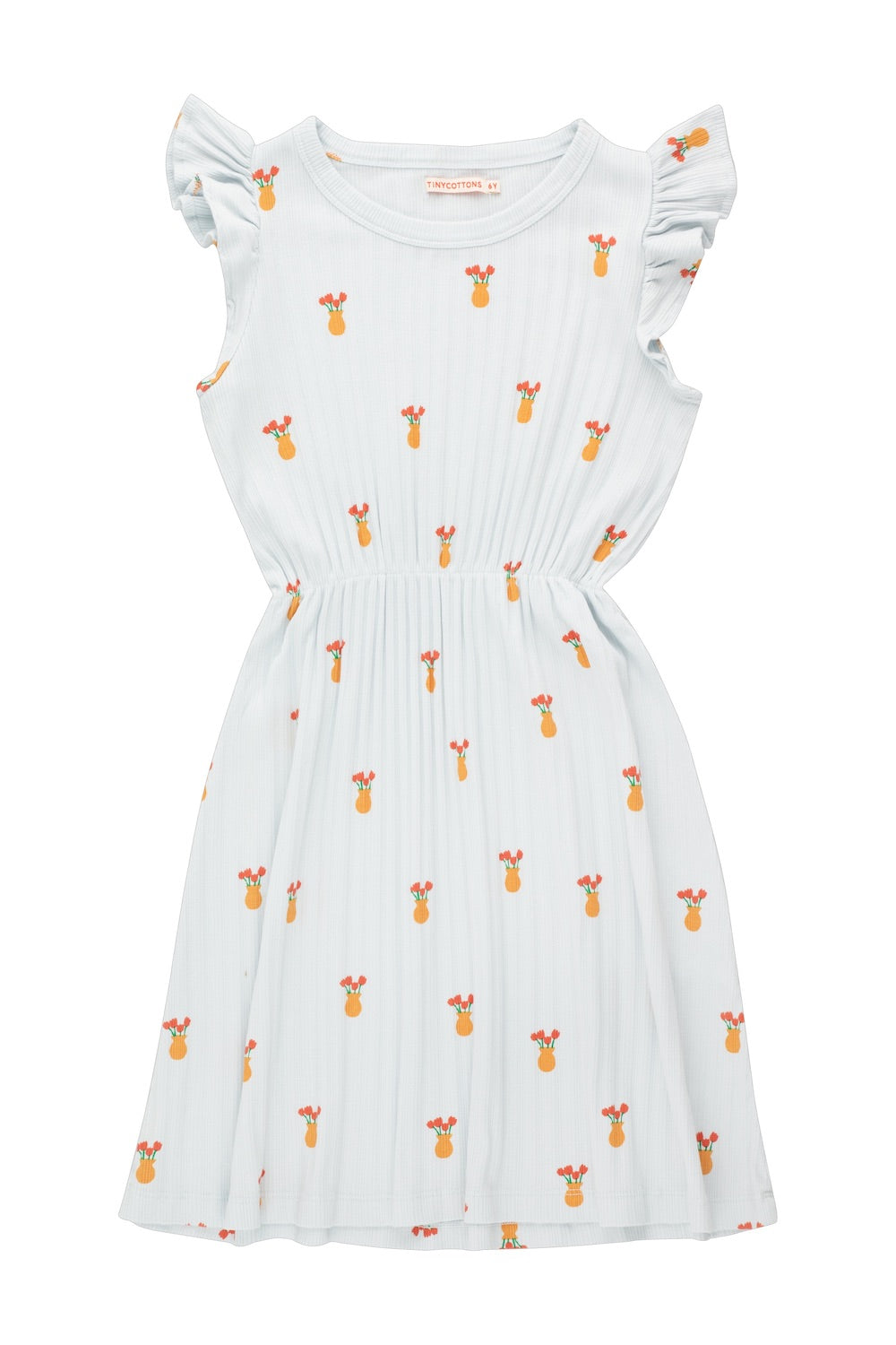 Tiny Cottons Tulips Dress - Pale Blue/Orange