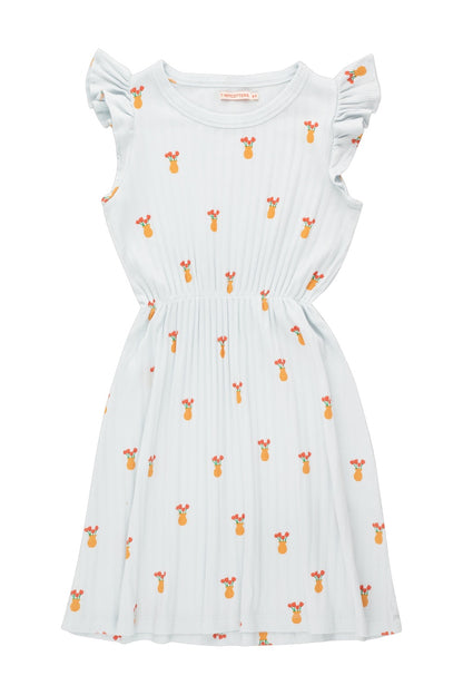 Tiny Cottons Tulips Dress - Pale Blue/Orange