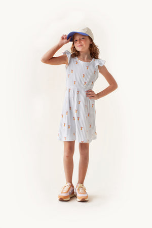 Tiny Cottons Tulips Dress - Pale Blue/Orange