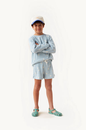 Tiny Cottons Birds Short - Cadet Blue/Light Cream