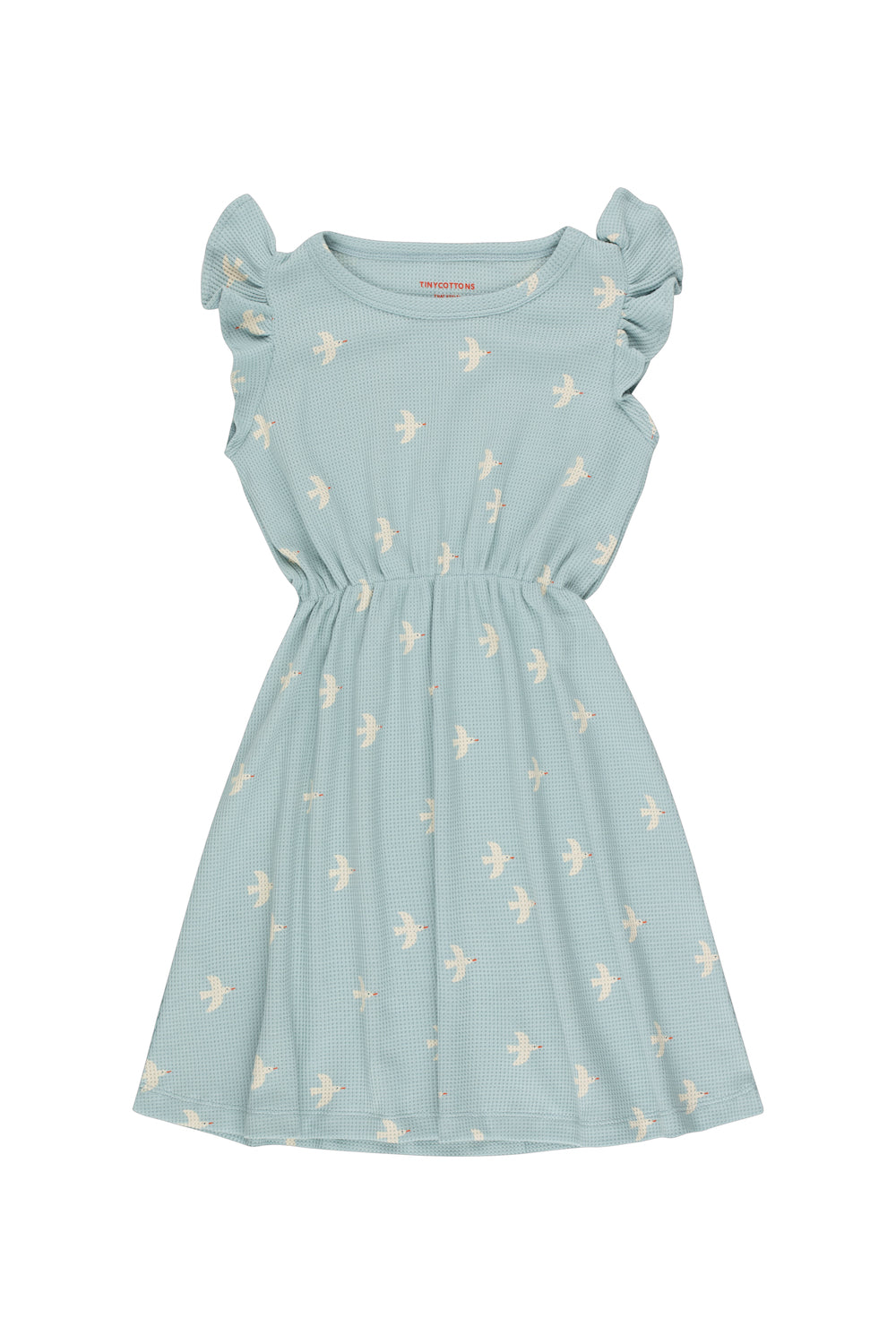 Tiny Cottons Birds Dress - Cadet blue/Light Cream